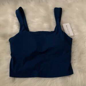 ATHLETA Transcend Square Neck Crop Bra in Navy Sz LARGE (D-DD CUPS)